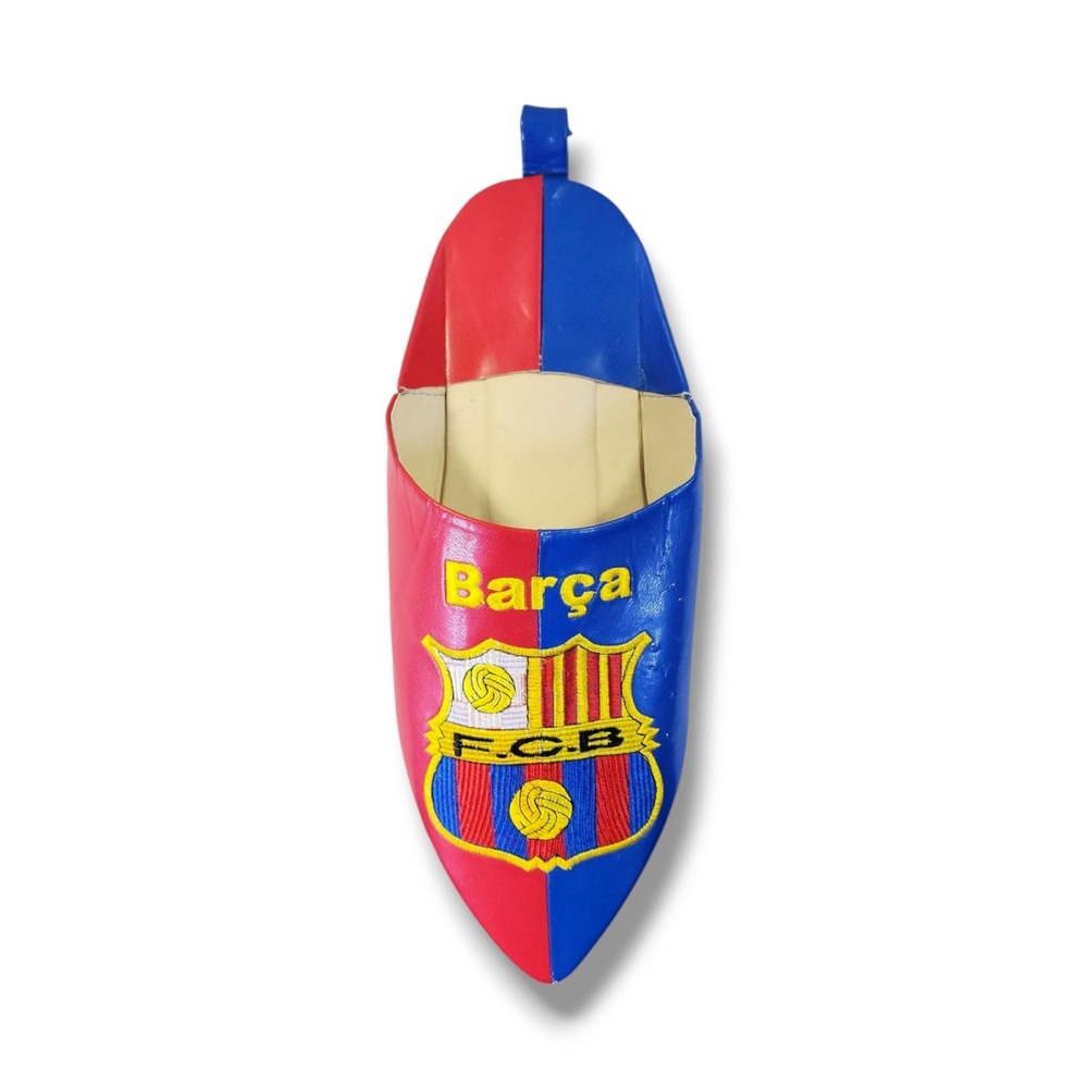 Barcelona F.C.B Embroidered‎ Football Moroccan Leater Display Slipper